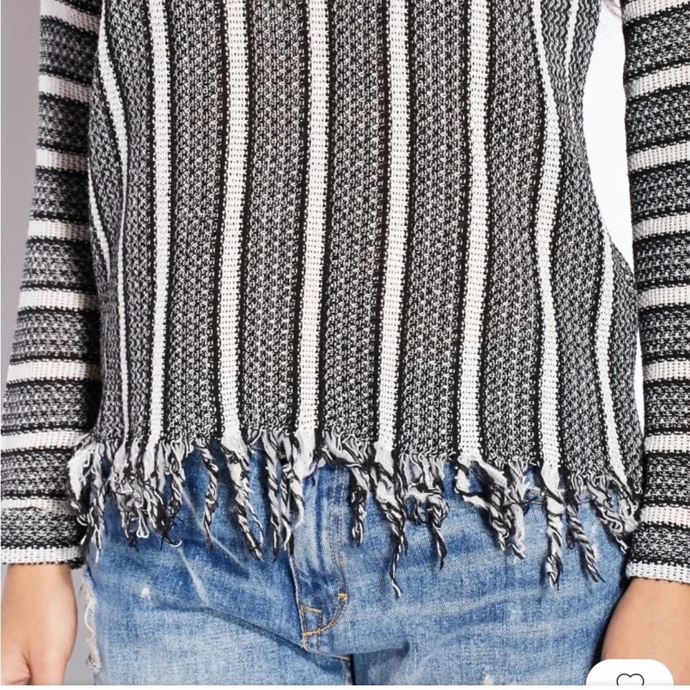 Topshop Striped Fringe Blouse size 4 - Picture 4 of 6